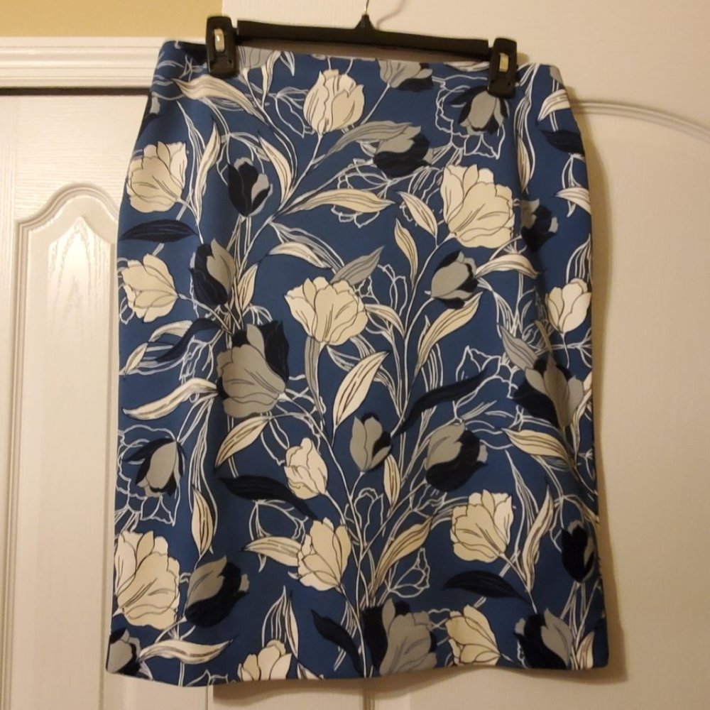 #360 Banana Republic Blue/White Floral Skirt 6